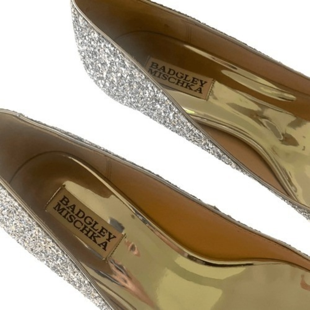 Badgley Mischka Silver Glitter Pointed Toe‎ Kitten Heel Pumps Womens Size 9 - Picture 9 of 12